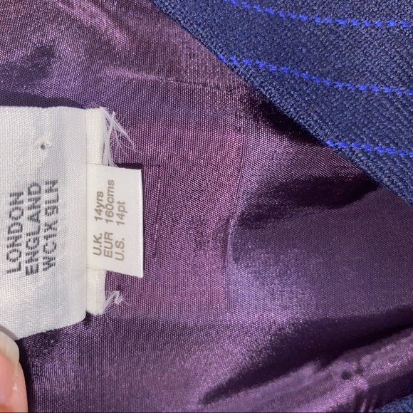 Elegant Navy Pinstripe Kids Dress - Picture 4 of 4